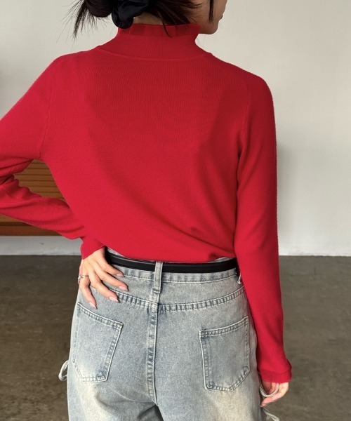 Miniministore(ミニミニストア)の「【新色追加】ハイネックニットトップスフリルニットソー(ニット/セーター・レディース・アイボリー/ホワイト/グレイッシュベージュ/ブラック/ブラウン/オレンジ/グリーン/ライトベージュ/レッド/グレー/ダークグリーン/カーキ・フリー)」の21枚目の写真