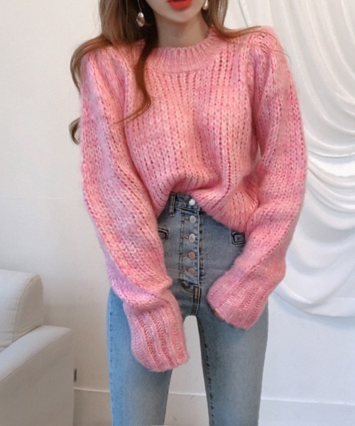 ローゲージミックスニットプルオーバー（ニット/セーター）｜leune