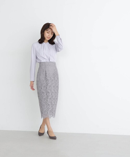 NATURAL BEAUTY 　グレー レース タイトスカート サイズ38 NATURAL BEAUTY BASIC（ナチュラルビューティーベーシック）の