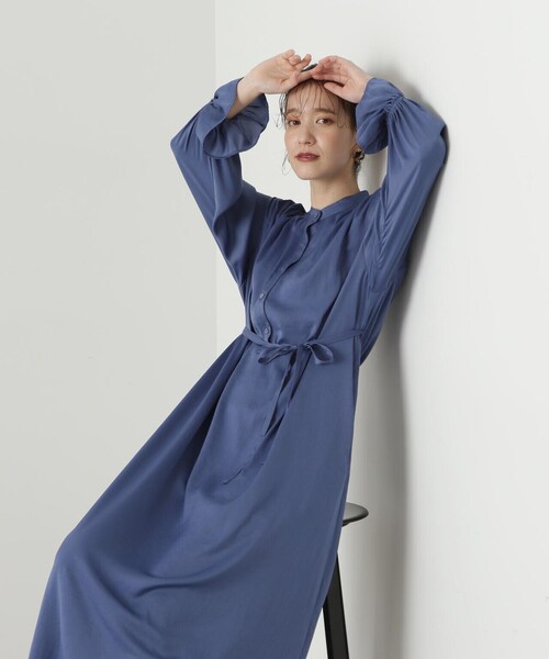 N.（N. Natural Beauty Basic）（エヌエヌナチュラルビューティーベーシック）の「◆ウエストリボンバンドカラーワンピース（ワンピース・レディース・ドット/ブルー・MEDIUM）」の19枚目の写真