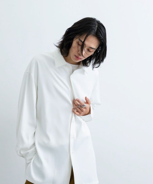 JUNRED(ジュンレッド)の「トロミマキシシャツ(シャツ/ブラウス・メンズ・ホワイト/サックスブルー/ブルー系その他4・S/M/L)」の1枚目の写真