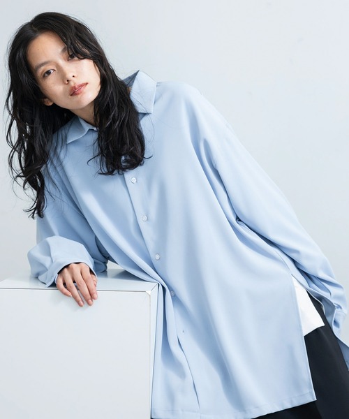 JUNRED(ジュンレッド)の「トロミマキシシャツ(シャツ/ブラウス・メンズ・ホワイト/サックスブルー/ブルー系その他4・S/M/L)」の2枚目の写真