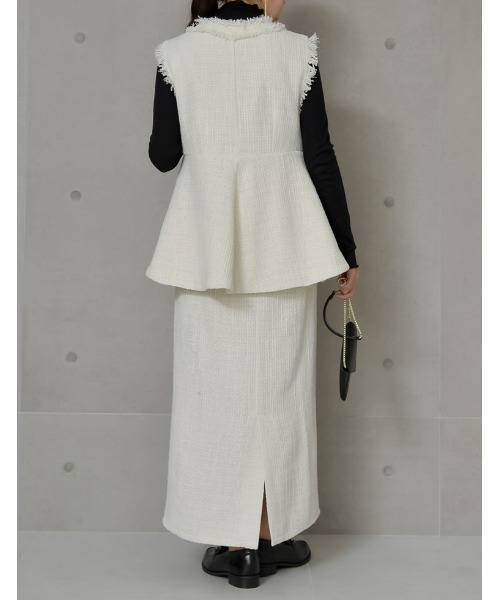 Re:EDIT（リエディ）の「[入卒式 セレモニー]ツイードフリンジペプラムベスト（ベスト・レディース・ブラック系その他/ブラック/ホワイト/ブラック系その他2・MEDIUM/LARGE）」の14枚目の写真