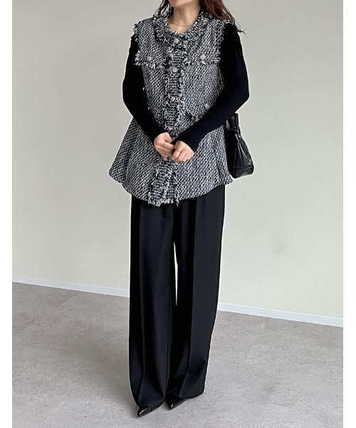 入卒式 セレモニー]ツイードフリンジペプラムベスト（ベスト）｜Re