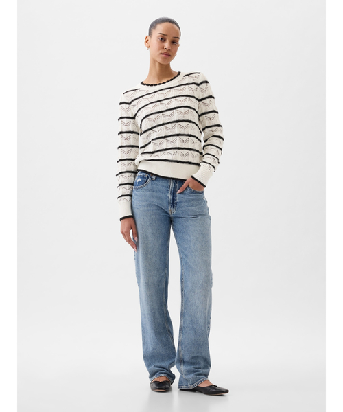 GAP(ギャップ)の「ポインテール セーターニット(ニット/セーター・レディース・グリーン/ホワイト/ホワイト×ブルー/ブラック・M/S/XXS/XS/XL/L)」の9枚目の写真