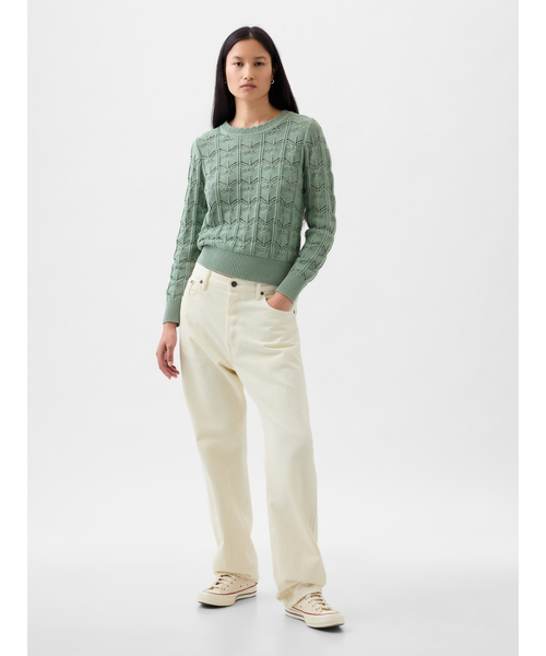 GAP(ギャップ)の「ポインテール セーターニット(ニット/セーター・レディース・グリーン/ホワイト/ホワイト×ブルー/ブラック・M/S/XXS/XS/XL/L)」の11枚目の写真