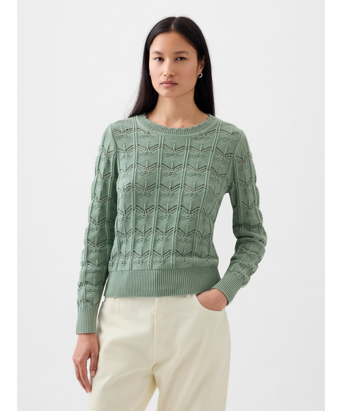 GAP(ギャップ)の「ポインテール セーターニット(ニット/セーター・レディース・グリーン/ホワイト/ホワイト×ブルー/ブラック・M/S/XXS/XS/XL/L)」の17枚目の写真