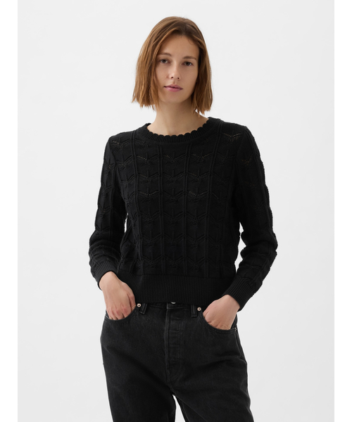 GAP(ギャップ)の「ポインテール セーターニット(ニット/セーター・レディース・グリーン/ホワイト/ホワイト×ブルー/ブラック・M/S/XXS/XS/XL/L)」の18枚目の写真