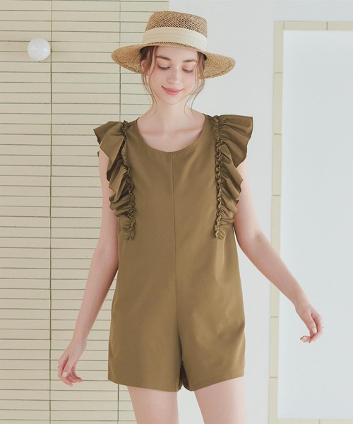 yori 水着　2024ss ショルダーフリルオールインワン　ダークグレー ショルダーフリルオールインワン | all item| yori