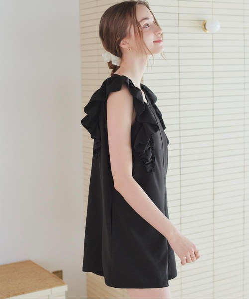 yori 水着　2024ss ショルダーフリルオールインワン　ダークグレー yori 水着 2024ss ショルダーフリルオールインワン ダークグレー