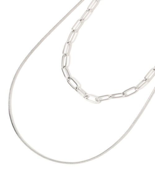 GLOBAL WORK(グローバルワーク)の「ステンレスシンプル二連ネックレス/103535(ネックレス・レディース・シルバー/ゴールド・ONE SIZE)」の2枚目の写真