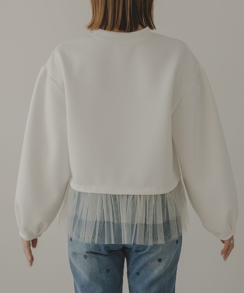 rectangle（レクタングル）の「チュールフリルドッキングプルオーバー（Tシャツ/カットソー・レディース・オフホワイト/ブラック・FREE）」の11枚目の写真