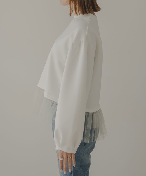 rectangle（レクタングル）の「チュールフリルドッキングプルオーバー（Tシャツ/カットソー・レディース・オフホワイト/ブラック・FREE）」の7枚目の写真