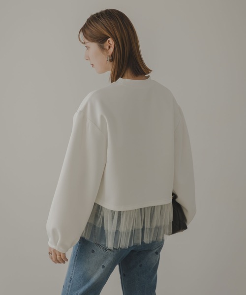 rectangle（レクタングル）の「チュールフリルドッキングプルオーバー（Tシャツ/カットソー・レディース・オフホワイト/ブラック・FREE）」の15枚目の写真