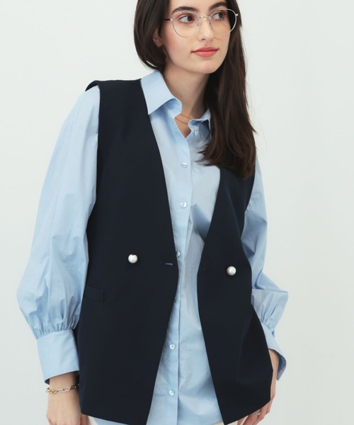 saloon(サルーン)の「SALOON(サルーン)/《再入荷》ツインクロスジレベスト【オフィス/セレモニー/セットアップ可】(ベスト・レディース・アイボリー/ブラック/ネイビー・FREE)」の3枚目の写真