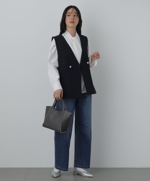 saloon(サルーン)の「SALOON(サルーン)/《再入荷》ツインクロスジレベスト【オフィス/セレモニー/セットアップ可】(ベスト・レディース・アイボリー/ブラック/ネイビー・FREE)」の21枚目の写真