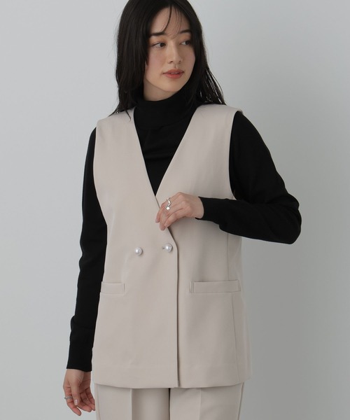 saloon(サルーン)の「SALOON(サルーン)/《再入荷》ツインクロスジレベスト【オフィス/セレモニー/セットアップ可】(ベスト・レディース・アイボリー/ブラック/ネイビー・FREE)」の8枚目の写真