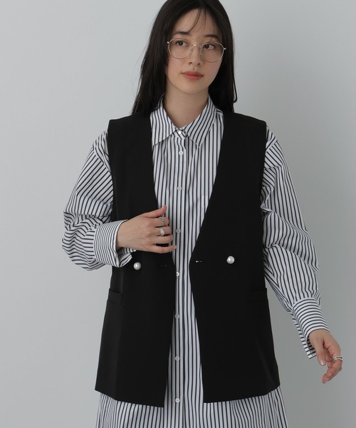 saloon(サルーン)の「SALOON(サルーン)/《再入荷》ツインクロスジレベスト【オフィス/セレモニー/セットアップ可】(ベスト・レディース・アイボリー/ブラック/ネイビー・FREE)」の15枚目の写真