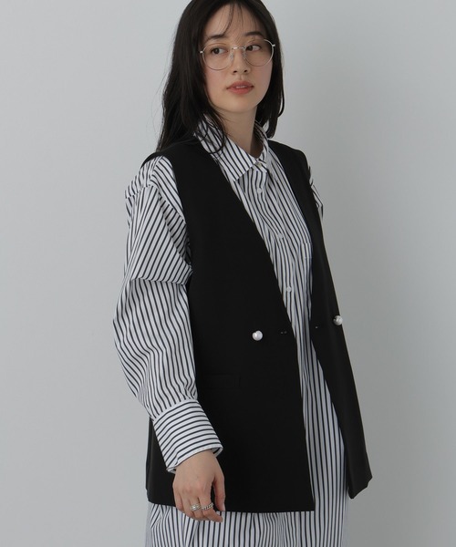 saloon(サルーン)の「SALOON(サルーン)/《再入荷》ツインクロスジレベスト【オフィス/セレモニー/セットアップ可】(ベスト・レディース・アイボリー/ブラック/ネイビー・FREE)」の16枚目の写真