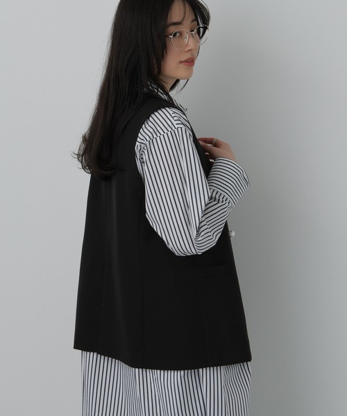 saloon(サルーン)の「SALOON(サルーン)/《再入荷》ツインクロスジレベスト【オフィス/セレモニー/セットアップ可】(ベスト・レディース・アイボリー/ブラック/ネイビー・FREE)」の17枚目の写真