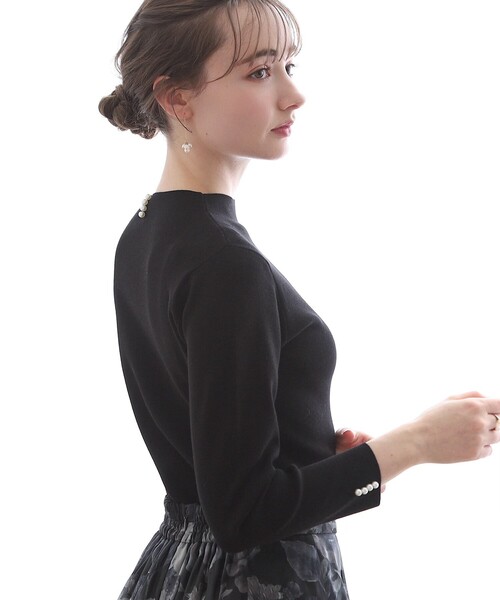 couture brooch（クチュールブローチ）の「◆LEMON ポイントパール調プチハイネックニット（ニット/セーター・レディース・ベビーピンク/オフホワイト/ブラック・42/38）」の3枚目の写真