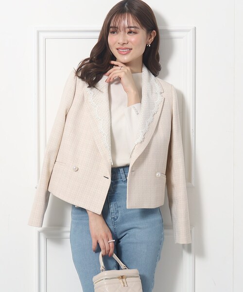 couture brooch（クチュールブローチ）の「◆LEMON ポイントパール調プチハイネックニット（ニット/セーター・レディース・ベビーピンク/オフホワイト/ブラック・42/38）」の6枚目の写真