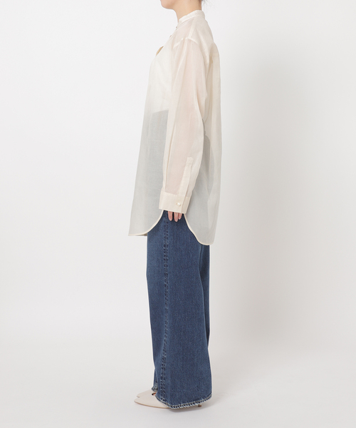 R'IAM PLAGE  シアーバンドカラーシャツ plage（プラージュ）の「《追加》【R'IAM】シアーバンドカラーシャツ