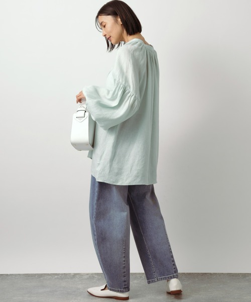 BARNYARDSTORM（バンヤードストーム）の「BARNYARDSTORM / リネンカフタンブラウス（シャツ/ブラウス・レディース・ブラック/ブルー・S/M/L）」の16枚目の写真