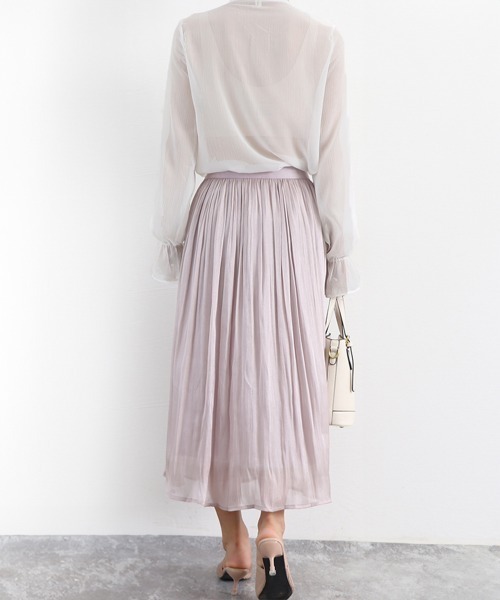 セール】フリルブラウス 長袖 シアートップス上品（シャツ/ブラウス  