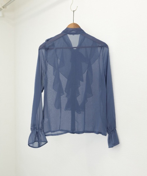 【Oscalito】 美品！　トップス 長袖 フリル　シルク Oscalito】 美品！ トップス 長袖 フリル シルク