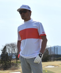 COMON GOLF（コモンゴルフ）の「ネオンカラー切替 半袖モックネック ドライゴルフシャツ（ゴルフグッズ・メンズ）」