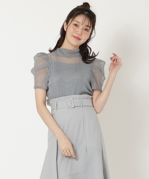 REDYAZEL（レディアゼル）の「ラメチュールバックリボントップス（シャツ/ブラウス・レディース・サックスブルー/ブラック/ベージュ/パープル・FREE）」の3枚目の写真