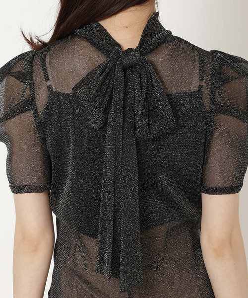 REDYAZEL（レディアゼル）の「ラメチュールバックリボントップス（シャツ/ブラウス・レディース・サックスブルー/ブラック/ベージュ/パープル・FREE）」の9枚目の写真