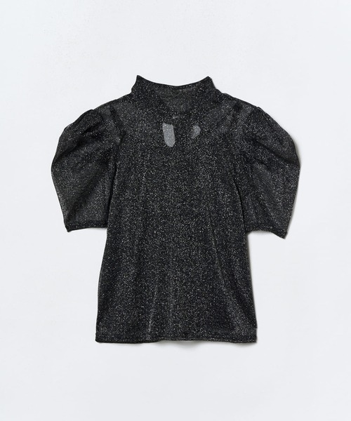 REDYAZEL（レディアゼル）の「ラメチュールバックリボントップス（シャツ/ブラウス・レディース・サックスブルー/ブラック/ベージュ/パープル・FREE）」の11枚目の写真