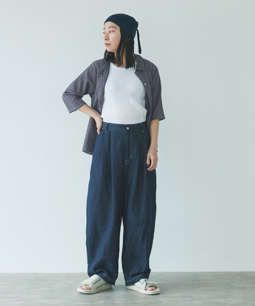 新品タグ付　yuni コットン/リネン デニム テーパードパンツ 新品タグ付 yuni コットン/リネン デニム テーパードパンツ yuni（ユニ