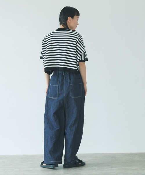 yuni（ユニ ）の「コットンリネン デニムテーパードパンツ