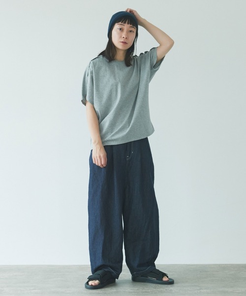 yuni（ユニ ）の「コットンリネン デニムテーパードパンツ