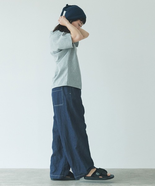 yuni（ユニ ）の「コットンリネン デニムテーパードパンツ