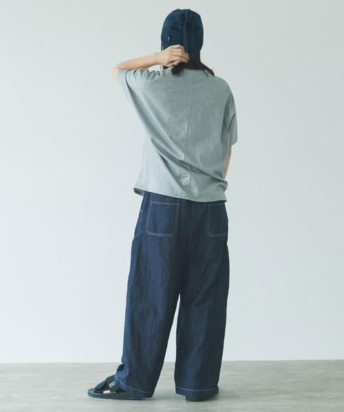 yuni（ユニ ）の「コットンリネン デニムテーパードパンツ