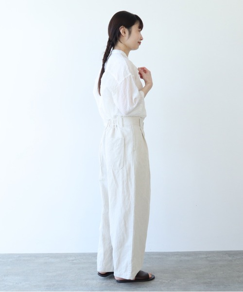 yuni（ユニ ）の「コットンリネン デニムテーパードパンツ