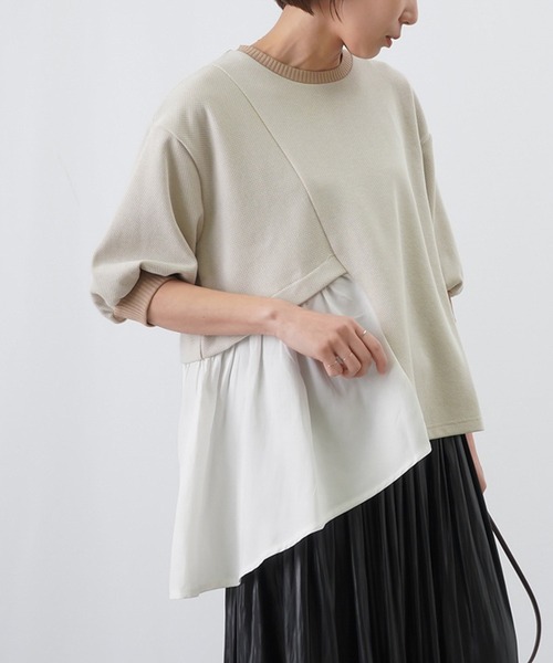 LUCA/LADY LUCK LUCA（ルカ/レディラックルカ）の「LC/LLL かのこリブ切替カットソー / アシメ切り替えドッキングカットソー（Tシャツ/カットソー・レディース・ブラック/グレー/ライトベージュ・FREE）」の3枚目の写真