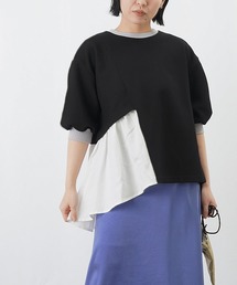 LC/LLL かのこリブ切替カットソー / アシメ切り替えドッキングカットソー