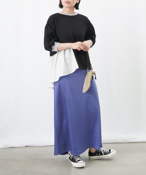 LUCA/LADY LUCK LUCA（ルカ/レディラックルカ）の「LC/LLL かのこリブ切替カットソー / アシメ切り替えドッキングカットソー（Tシャツ/カットソー・レディース・ブラック/グレー/ライトベージュ・FREE）」の5枚目の写真