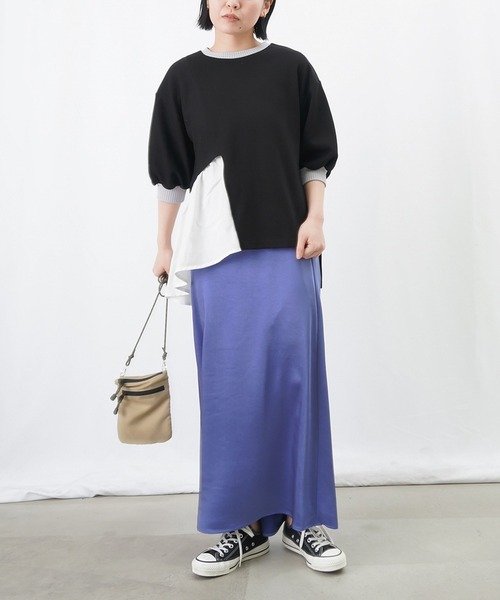 LUCA/LADY LUCK LUCA（ルカ/レディラックルカ）の「LC/LLL かのこリブ切替カットソー / アシメ切り替えドッキングカットソー（Tシャツ/カットソー・レディース・ブラック/グレー/ライトベージュ・FREE）」の4枚目の写真