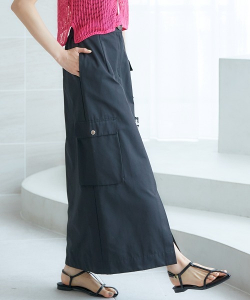 miclat（ミクラ）の「大きいサイズ　カーゴスカート　miclat（スカート・レディース・カーキ/ブラック・4L/3L/LL/L/5L）」の2枚目の写真