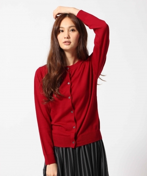 GLOBAL WORK（グローバルワーク）の「【人気の定番】１２ゲージウールクルーカーデ長袖/561623（カーディガン/ボレロ・レディース・イエロー/グリーン/レッド/その他/グレー/ブルー/ブラック・LARGE/SMALL/MEDIUM）」の7枚目の写真