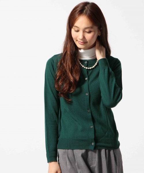 GLOBAL WORK（グローバルワーク）の「【人気の定番】１２ゲージウールクルーカーデ長袖/561623（カーディガン/ボレロ・レディース・イエロー/グリーン/レッド/その他/グレー/ブルー/ブラック・LARGE/SMALL/MEDIUM）」の4枚目の写真