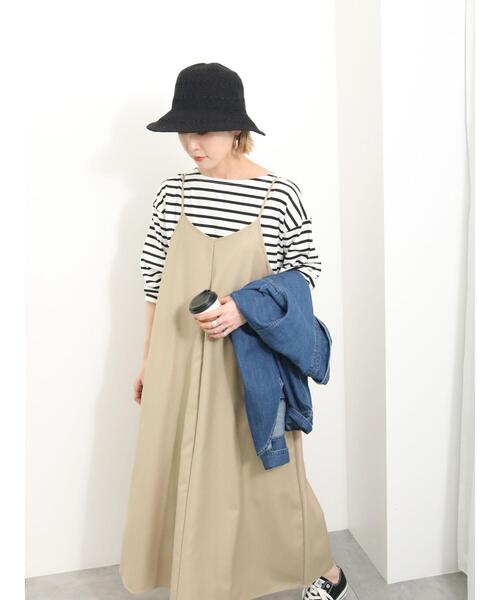 Samansa Mos2 blue（サマンサモスモスブルー）の「◎キャミワンピース（ワンピース・レディース・カーキ/ブラック/ベージュ・F）」の4枚目の写真