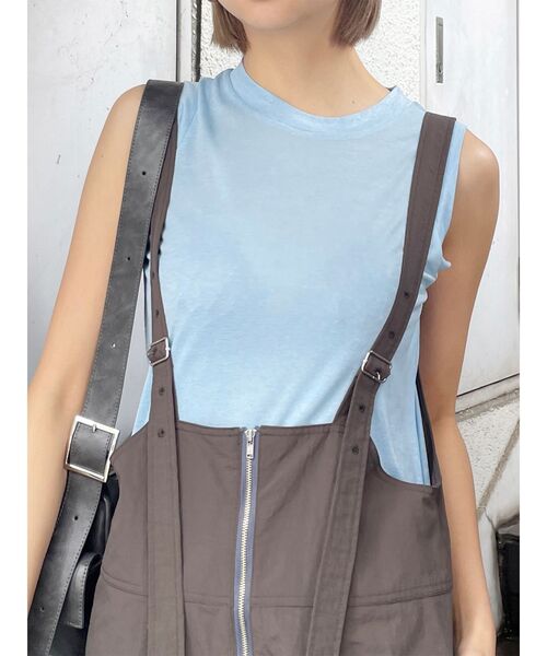 MURUA（ムルーア）の「セミシアーノースリカットトップス（Tシャツ/カットソー・レディース・イエロー/ブラック/ホワイト/ブルー・FREE）」の3枚目の写真