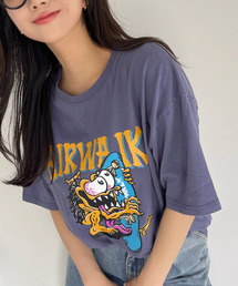 AIR WALK ピグメント加工 半袖 プリント モンスター Tシャツ